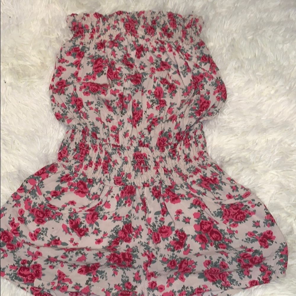 Strapless Floral Print Romper